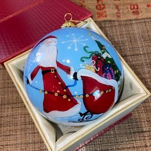 Pier 1 Imports Santa & Snowman Li Bien 2016 Christmas Ornament W/Box